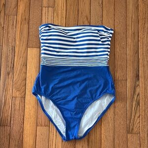 Tommy Bahama Blue and White Striped One Piece Swimsuit